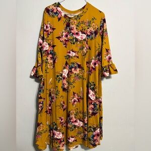 Acting Pro brand Dress yellow floral print women’s size extra large XL